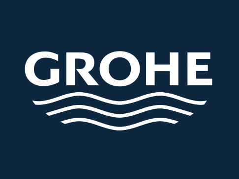 Grohe公司的徽标，Grohe是全球领先的品牌，用于完整的浴室解决方案和厨房配件。