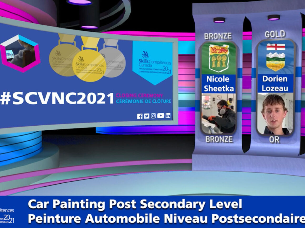 2021年6月，加拿大虚拟国家竞争（SCVNC）技能闭幕奖牌仪式的屏幕截图。