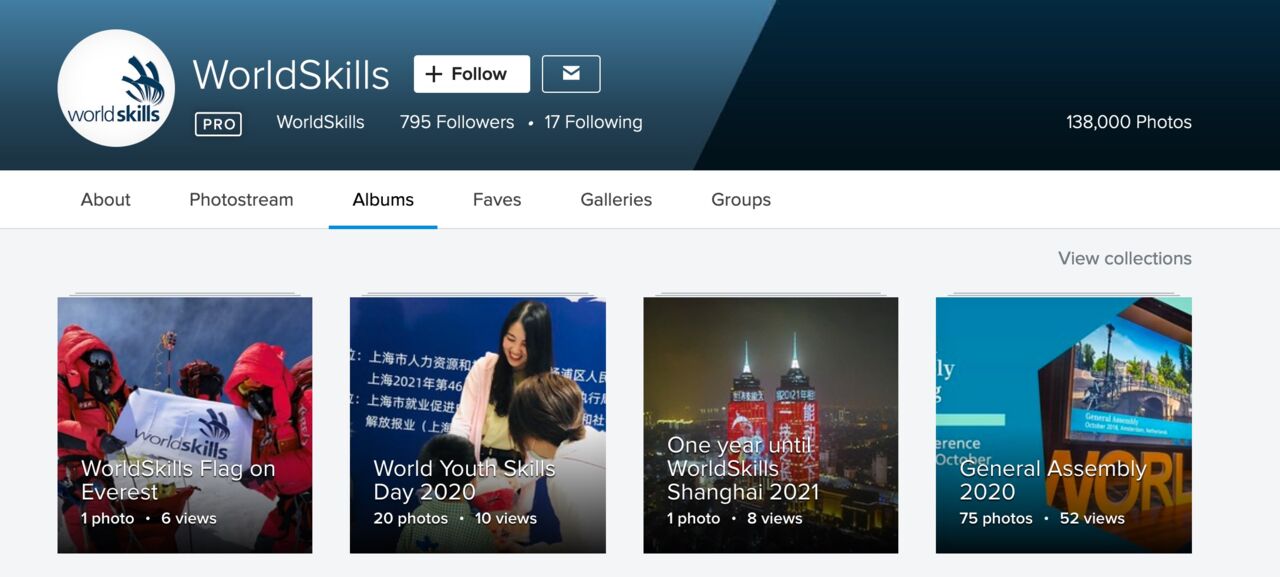 Flickr网站的截图说明了如何导航到集合。